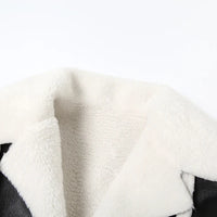 Weird Puss Furry Patchwork Women Crop Jacket Hipster Full Sleeve Open Stitch Hipster Streetwear Warm Outwear Basic Wild Coat