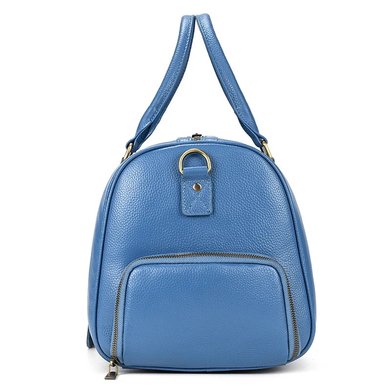 Natural Cowskin Travel Bags Waterproof Men's Leather Overnight Bag Handbag For Plane Luggage Men Male Weekend Bag Business 55cm