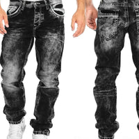 2024 Men Jeans Solid Pockets Stretch Denim Straight Pants Spring Summer Business Casual Trousers Daily Streetwear Men's Clothing