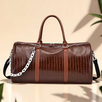 Large Capacity Retro Crocodile-Textured Duffel Bag with Adjustable Shoulder Strap, Stylish Gym,  Weekender & Overnight Bag