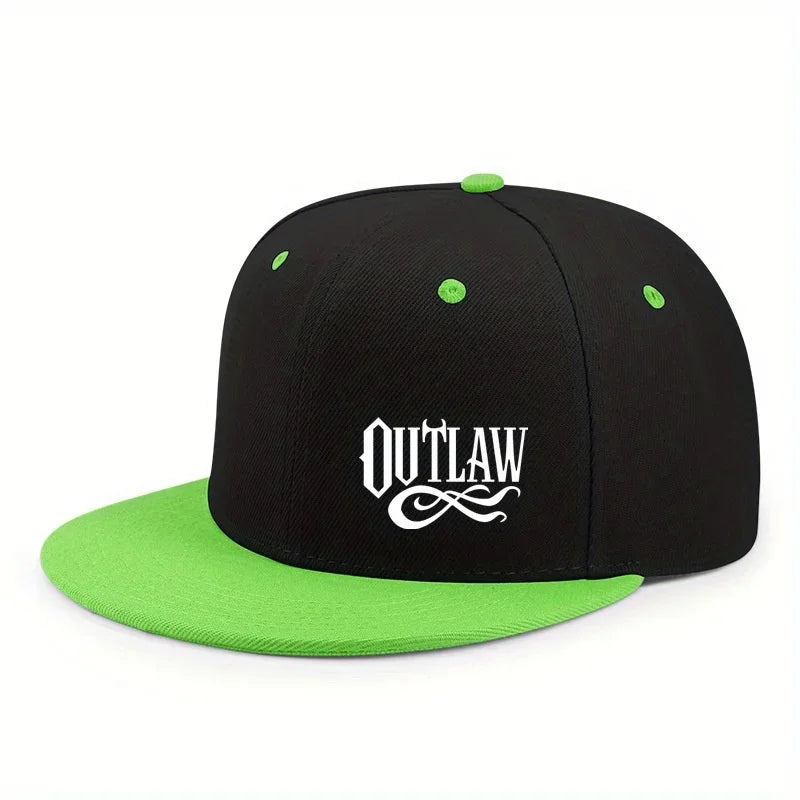 Unisex OUTLAW Printed Adjustable Baseball Cap  Men's and Women's Flat-brimmed Cap, Urban Street Style, Outdoor Activity Cap