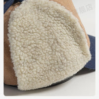 Retro Woolen Color Matching Bomber Hat Men and Women Street Japanese Trend Peaked Cap Plush Thermal Ear Protection Baseball Cap