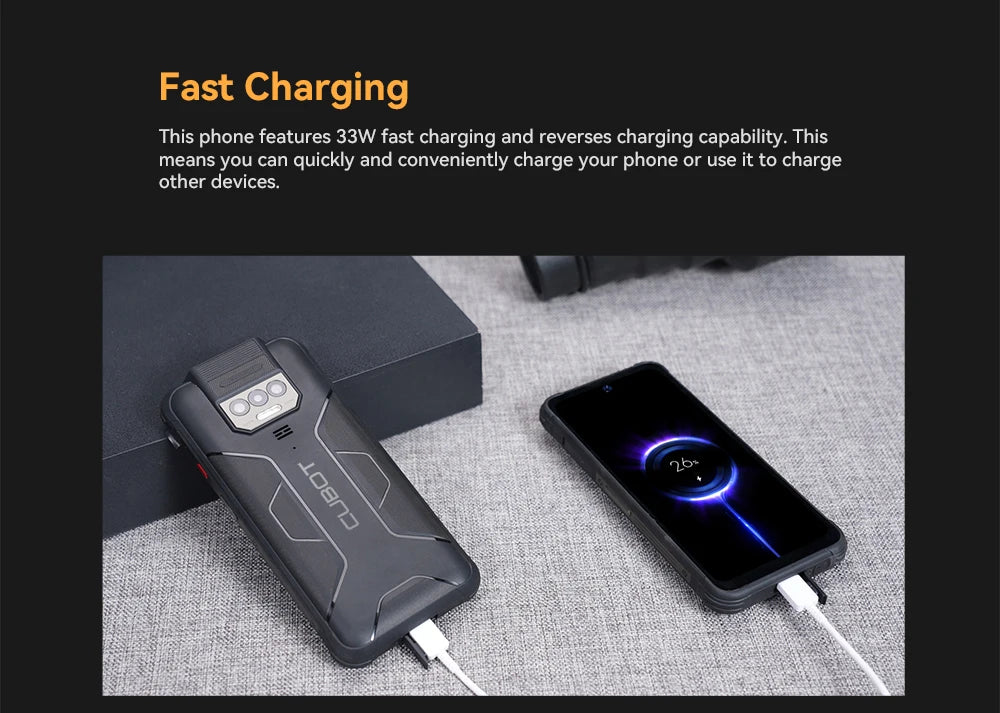 CUBOT Kingkong Power Outdoor Smartphone Android13,16GB+256GB,10600mAh(33W)/6.5”/48MP+20MP Night Vision,IP68/Dual 4G SIM/NFC/GPS