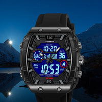 LOQNCE Sports Watches Fashion Men Watches 50m Waterproof Rectangle LED Big Dial Display Digital Watches LED Wristwatches Men