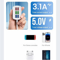 6 USB Charger Power Strip Universal Fast Charging EU/US Plug Phone Charger Adapter Electric Socket Extension Cable Table Socket