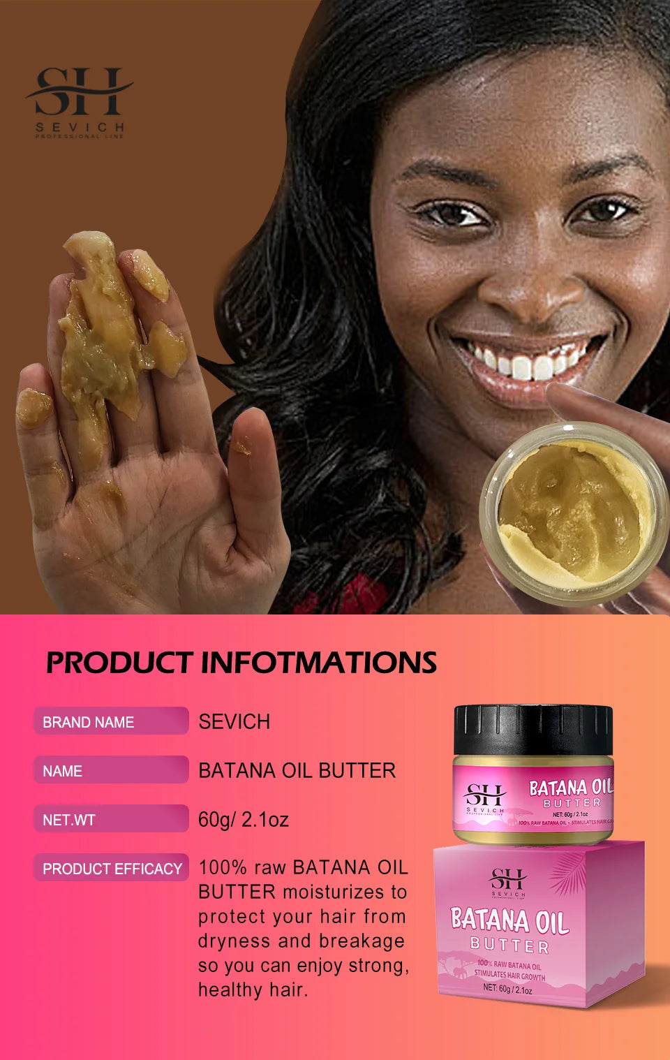 100% Pure Batana Oil From Honduras Natural Batana Butter For Hair Growth Alopecia Areata Hair Loss Treatment For Men & Women