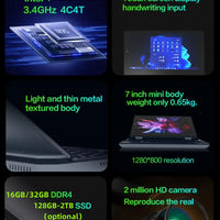 7 Inch Mini Laptop Intel N95 Notebook Touch Screen Portable Netbook Windows 11 Mini PC Micro Computer Bluetooth 4.2 16GB 1TB