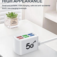 Elough 6 USB Charger Power Strip Desktop Fast Charging EU/US Plug Wall Phone Charger Adapter Electric Socket HUB Splitter 1M