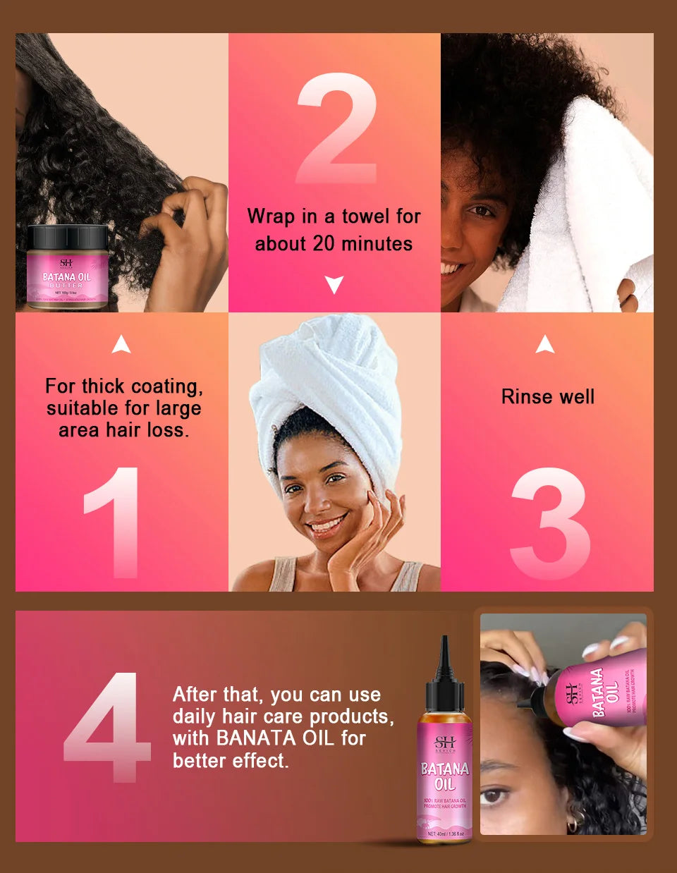 100% Pure Batana Oil From Honduras Natural Batana Butter For Hair Growth Alopecia Areata Hair Loss Treatment For Men & Women