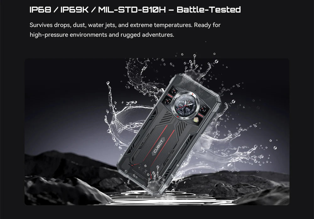 Rugged Smartphone 5G Cubot KingKong 11, 10200mAh Battery, Dimensity 7025, 6nm, 2.5GHz, 32GB RAM(16+16), 256GB ROM,108MP Camera