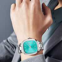 Japanese Movement Square Fashion Stainless Steel Strap Original Business Style Silver Black Waterproof 3Bar Quartz Watch for Men