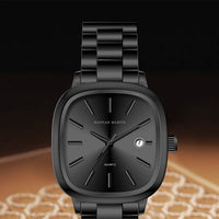 Japanese Movement Square Fashion Stainless Steel Strap Original Business Style Silver Black Waterproof 3Bar Quartz Watch for Men