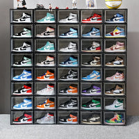 Transparent shoe box, hard box, magnetic storage, acrylic doll bag, hand-held storage box rack, front side opening shoe cabinet