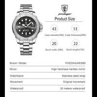 POEDAGAR Business Luxury Man Watch Luminous Waterproof Date Stainless Steel Men Watch High Quality Military Men's Quartz Watches