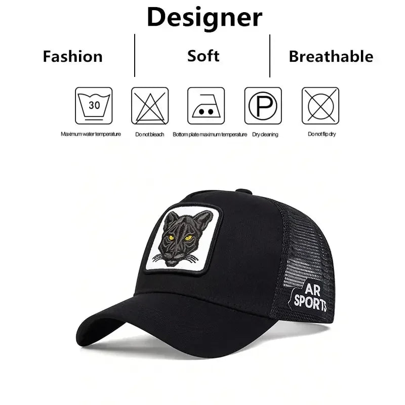 Unisex PANTHER Embroidery Baseball Net Caps Spring and Summer Outdoor Adjustable Casual Hats Sunscreen Hat