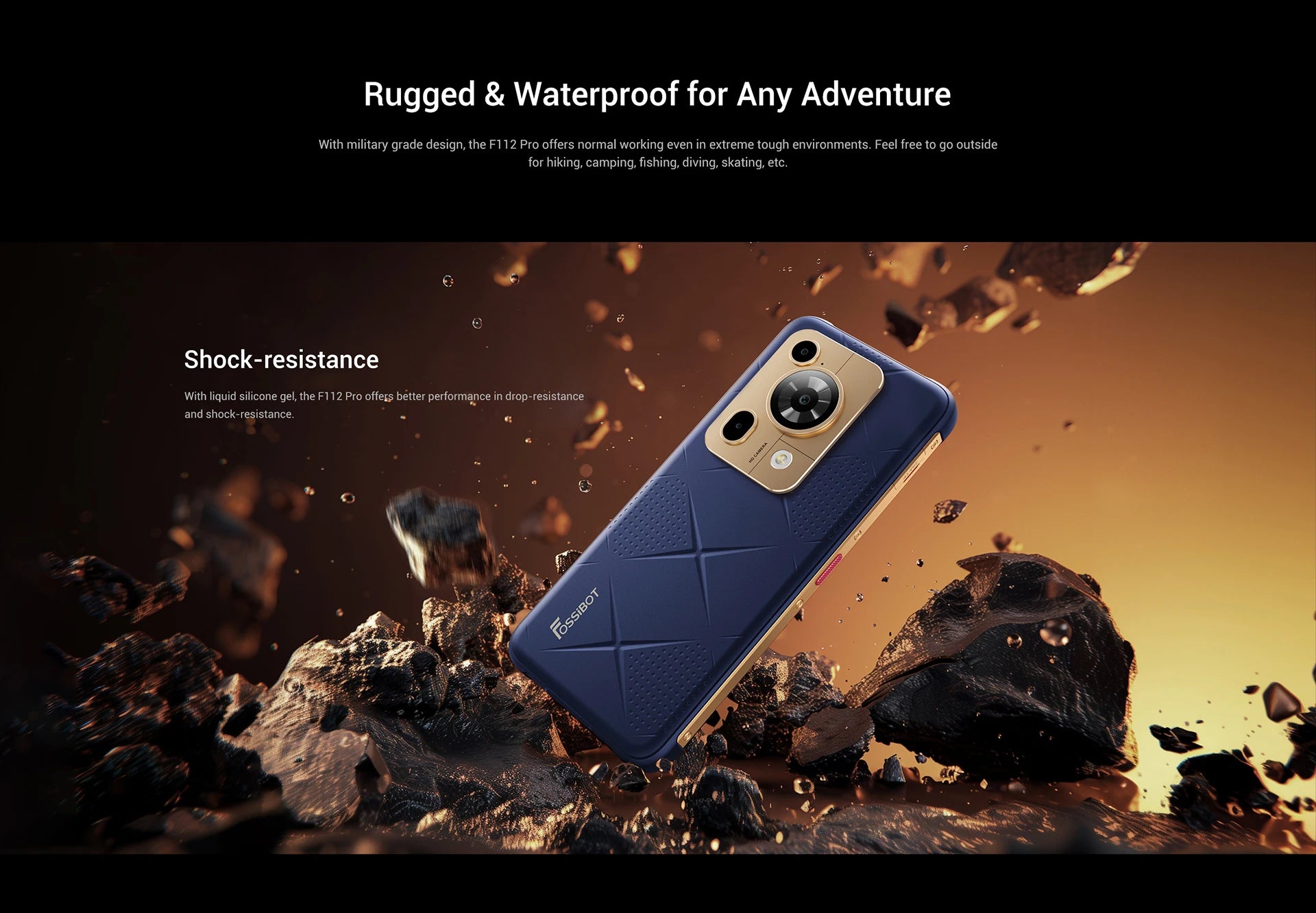 Fossibot F112 PRO 5G Rugged Smartphone 6.88" HD+ 7150mAh 24GB(8+16) 256GB Mobile Phone 50MP Environmentally Friendly Cellphone