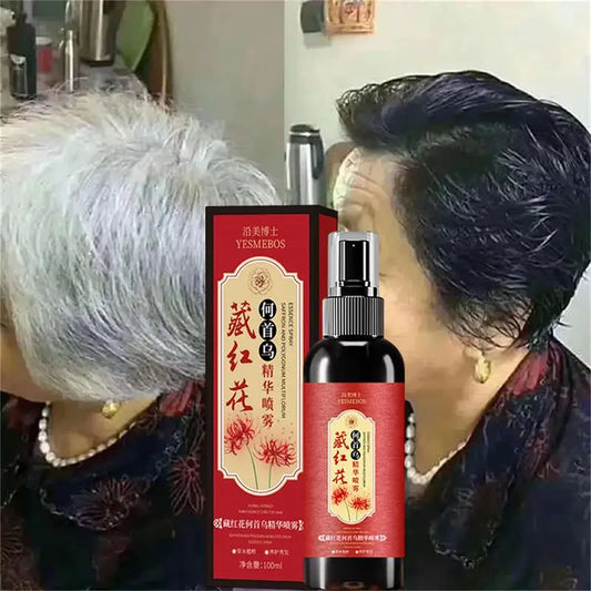 Saffron Black Hair Essence Spray White Hair To Black Hair Healthy Safe Natural Hair Loss Prevention Nourish Scalp MoisturizeHair