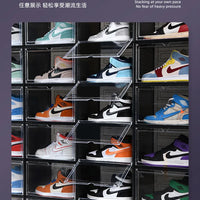 Transparent shoe box, hard box, magnetic storage, acrylic doll bag, hand-held storage box rack, front side opening shoe cabinet