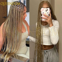36'' Blonde Synthetic Long Cornrows Box Braided Full Lace Front Wig for Black Women Straight Lace Front Braiding Hair Wig