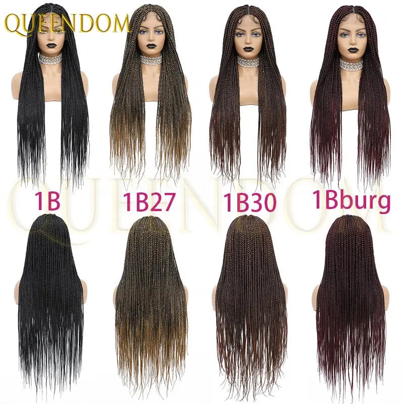 36'' Blonde Synthetic Long Cornrows Box Braided Full Lace Front Wig for Black Women Straight Lace Front Braiding Hair Wig
