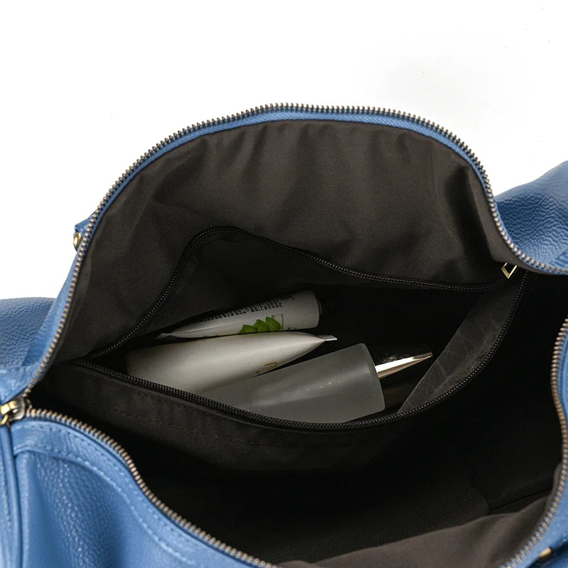 Natural Cowskin Travel Bags Waterproof Men's Leather Overnight Bag Handbag For Plane Luggage Men Male Weekend Bag Business 55cm