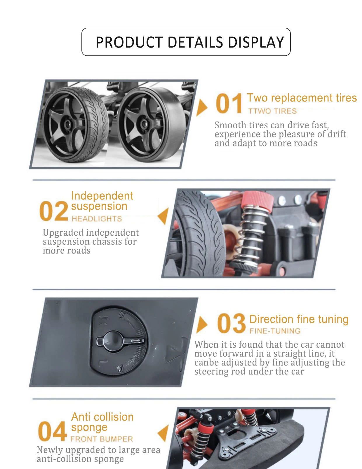 1:10 70km/H Remote Control Car 4wd High Speed Drift 2.4g Rc Car Shock Absorber Anti-Collision Rc Toys Christmas Gift