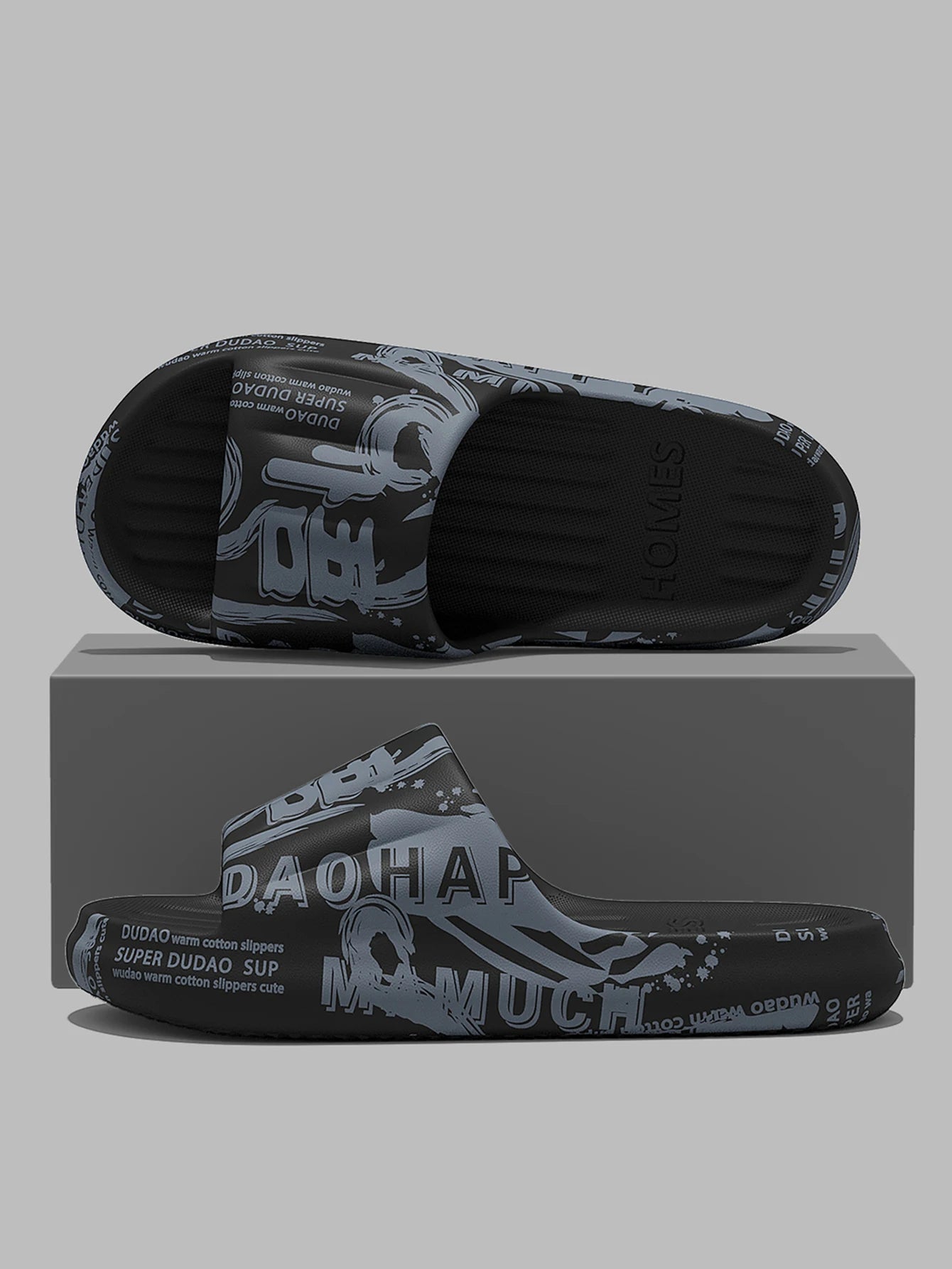 QYCKABY Fashion Printing Mens Slipper Trend Home Slides 2025 New Sandals Anti slip Cosy Soft Shoes Unisex Flip Flops Indoor Flat