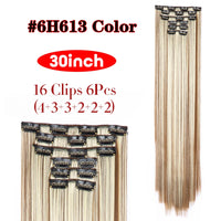 Alileader Synthetic Hair 16 Clip In Hair Extension Clip For Women 6Pcs/Set Hair Extension Clip In Ombre Fake Hairpiece Long Wavy