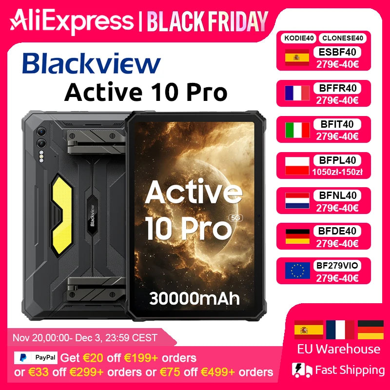 [World Premiere] Blackview Active 10 Pro Rugged Tablets 5G MTK 7300, 11" FHD+ Display, 12GB 512GB, 30000mAh Battery 108MP Camera