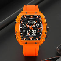 LOQNCE Sports Watches Fashion Men Watches 50m Waterproof Rectangle LED Big Dial Display Digital Watches LED Wristwatches Men