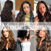 20Inch Synthetic Long Wavy Curly 4 Clip in Hair Extension V-shaped Heat Resistant Black Blonde Hairpiece for Women