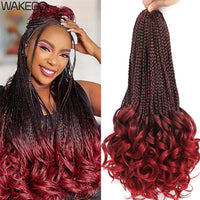 14 18 24 Inch French Curl Box Braids Crochet Hair Ombre Brown to Blonde Prelooped Synthetic French Curls Braiding Hair for Women
