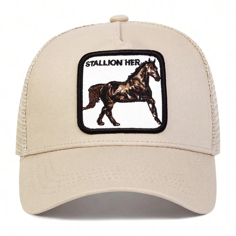 Unisex Horse Stallion Her Embroidery Embroidery Baseball Net Caps Spring and Summer Outdoor Adjustable Casual Hats Sunscreen Hat