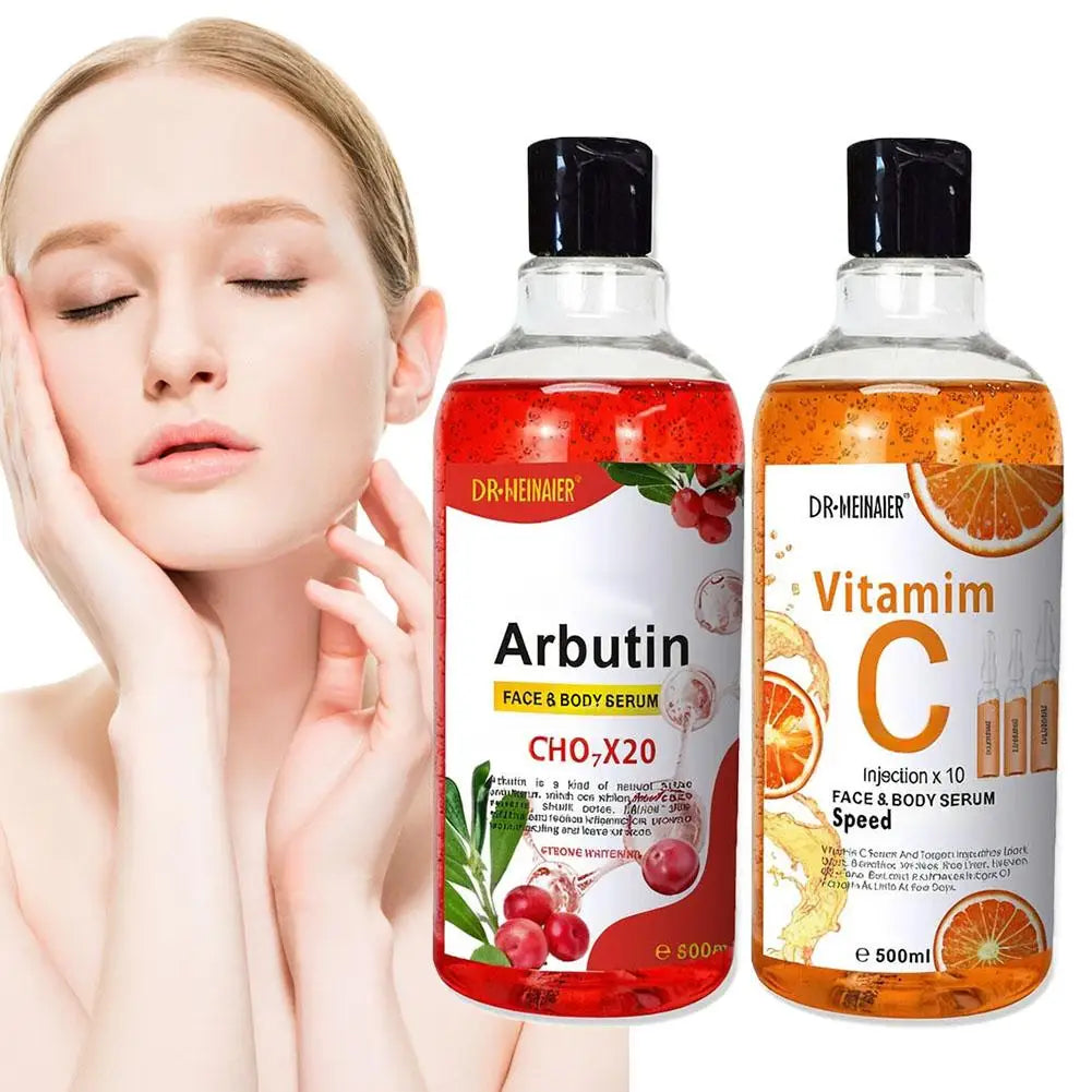 500ml Vitamin C Arbutin Face Serum Moisturizing Lightening Body Serum Spots Eraser Corrector Whitening Facial Repair Serum