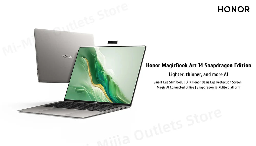 Honor MagicBook Art 14 Snapdragon Edition 1kg Ultra Thin Laptop X Elite 32G 1T 3.1K Eye Screen Notebook