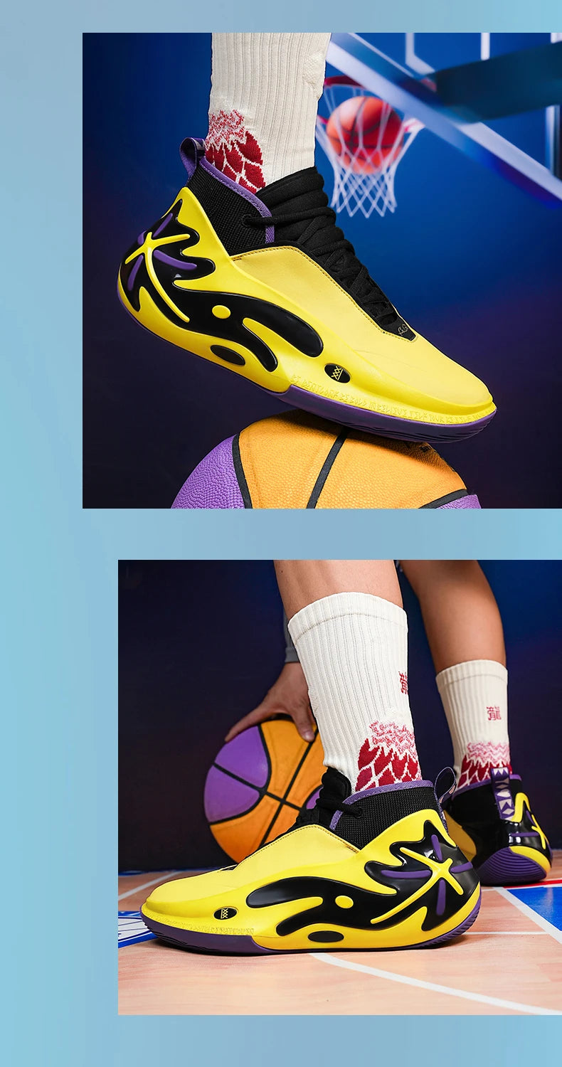 High-quality Men Basketball Shoes for Women Leather Basketball Sneakers Men Outdoor Rubber Anti Slip Sports Training Shoes Male