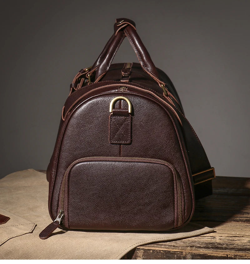 LUOKIR High Quality Men's Travel Bag Genuine Leather Luxury Luggage Bag Women's Weekend Duffle Bag Vintage Business Handbag