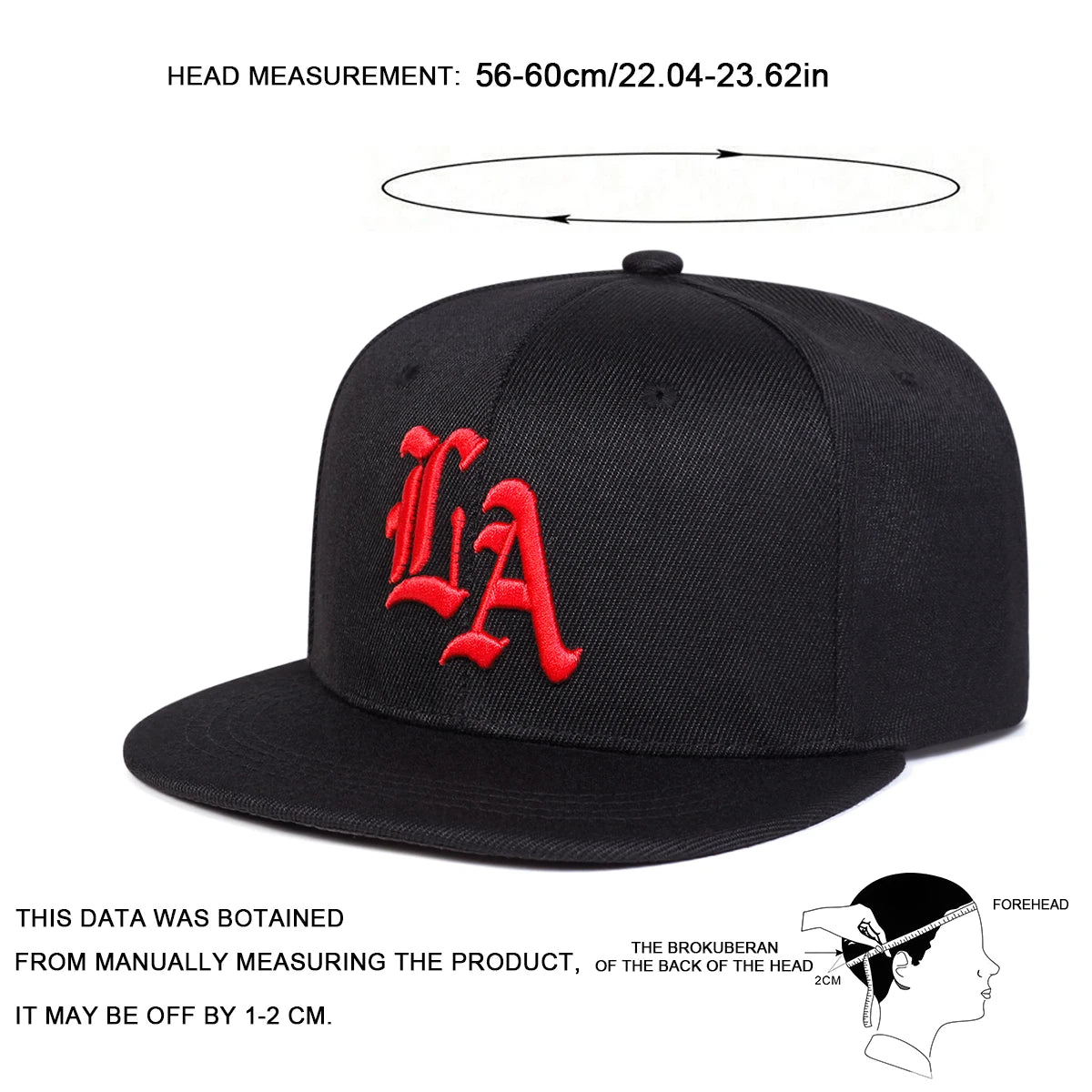 Unisex Gothic LA Embroidery Hip-hop Hats Spring and Autumn Outdoor Adjustable Casual Baseball Caps Sunscreen Hat Sports Cap