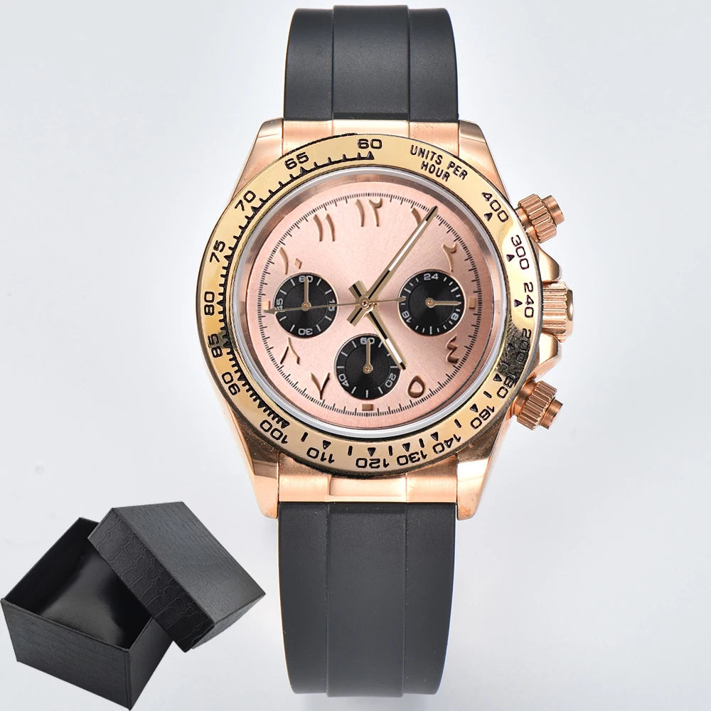 39.3mm VK63 Men's watch Arabian Dial customized Men's watch Luxury Quartz watch man VK63 Sport Chronograph Sapphire Glass watch