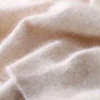 100% Mink Cashmere Knitted Short Sleeved Men's Loose Round Neck Solid Color Half Sleeved Simple T-Shirt Casual Business Cashmere