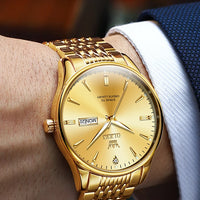 OLEVS Men's Watches Fashion Simple Calendar Week Luminous Waterproof  Steel Strap Man Watch Original Quartz Watches for Men 2929