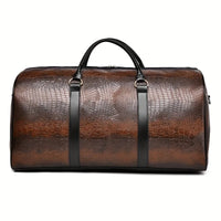 Large Capacity Retro Crocodile-Textured Travel Duffel Bag - Durable Vacation Luggage, Versatile Gift for Men & Women