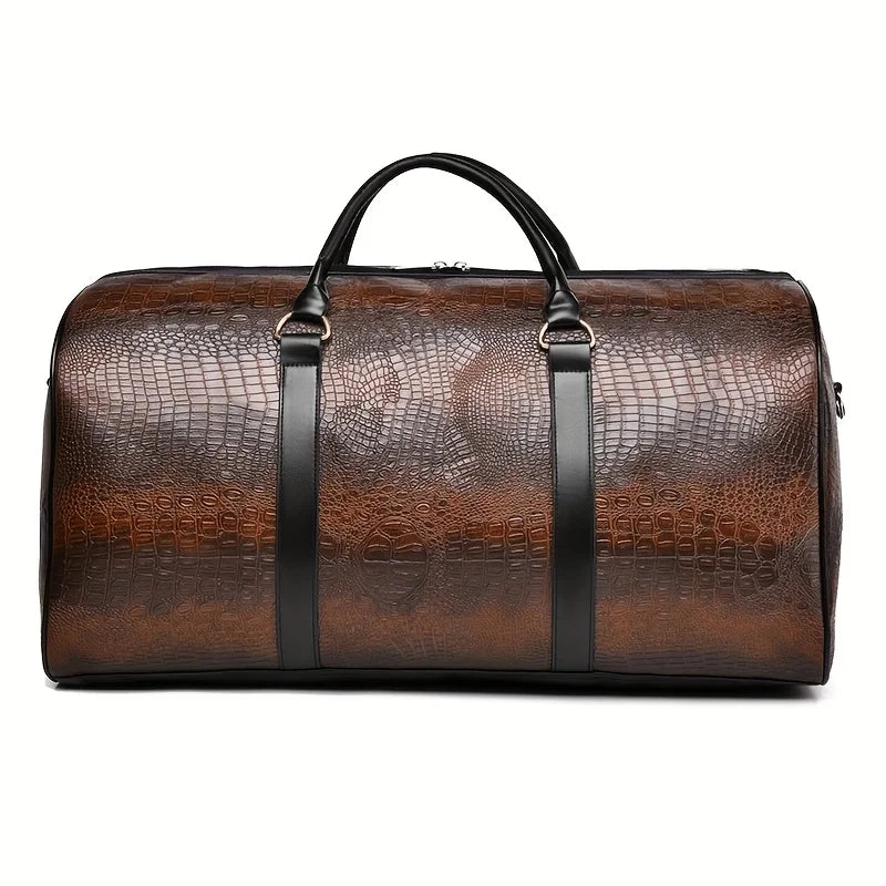 Large Capacity Retro Crocodile-Textured Travel Duffel Bag - Durable Vacation Luggage, Versatile Gift for Men & Women