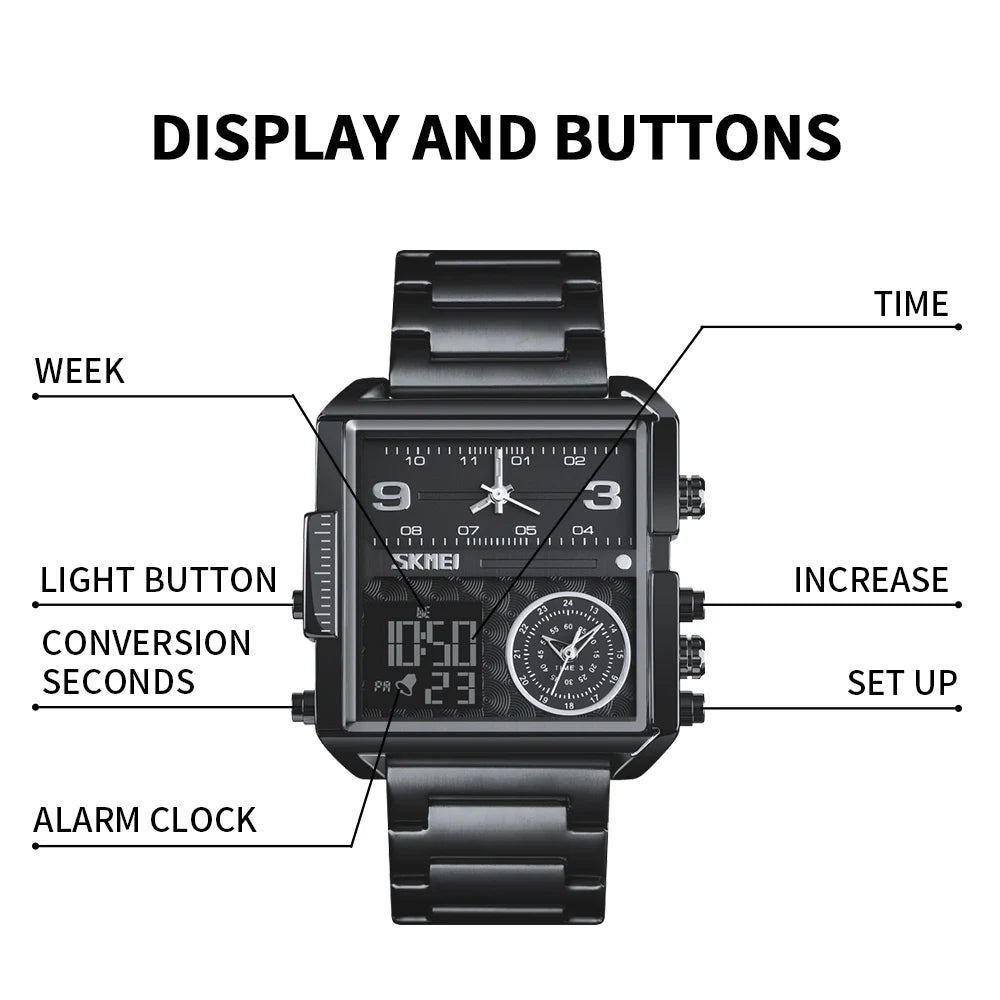 SKMEI Sports Watch Men Top Luxury Brand Waterproof Wristwatch Men Quartz Analog Digital Watches Relogio Masculino