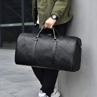 Large Capacity Retro Crocodile-Textured Travel Duffel Bag - Durable Unisex Vacation Luggage,  Versatile Gift for Men & Women