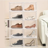 Transparent shoe box, hard box, magnetic storage, acrylic doll bag, hand-held storage box rack, front side opening shoe cabinet