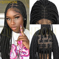 36'' Blonde Synthetic Long Cornrows Box Braided Full Lace Front Wig for Black Women Straight Lace Front Braiding Hair Wig