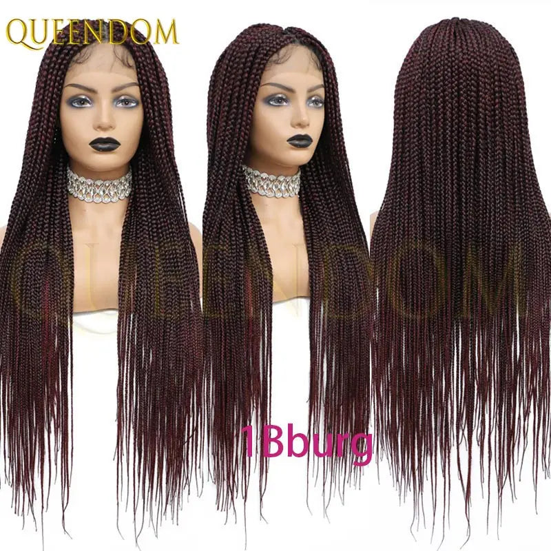 36'' Blonde Synthetic Long Cornrows Box Braided Full Lace Front Wig for Black Women Straight Lace Front Braiding Hair Wig