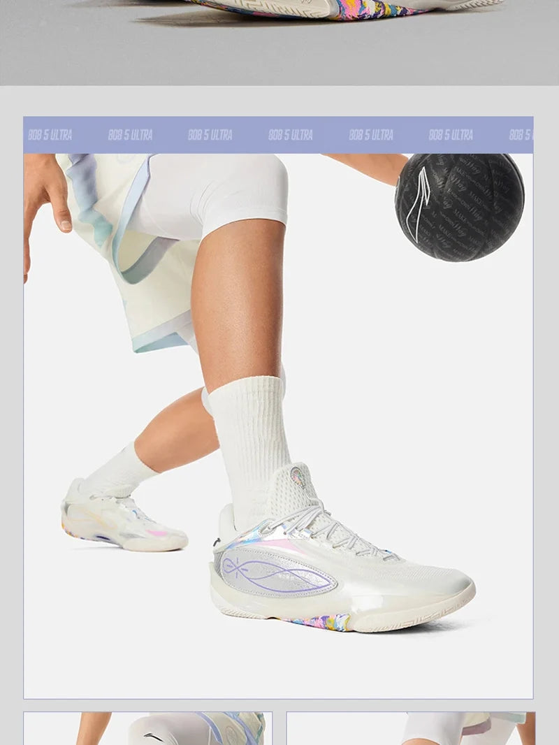 Li-Ning Men's WADE 808 5 ULTRA Professional Basketball Shoes SUPER BOOM Cushioning Wearable LiNing Sneakers Sport Shoes ABAV015