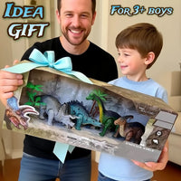 A Gift Set Of Dinosaur Toys, Running Mechanical Animal Toy That Walks Automatically When Wound Up. Birthday Gift For Children.
